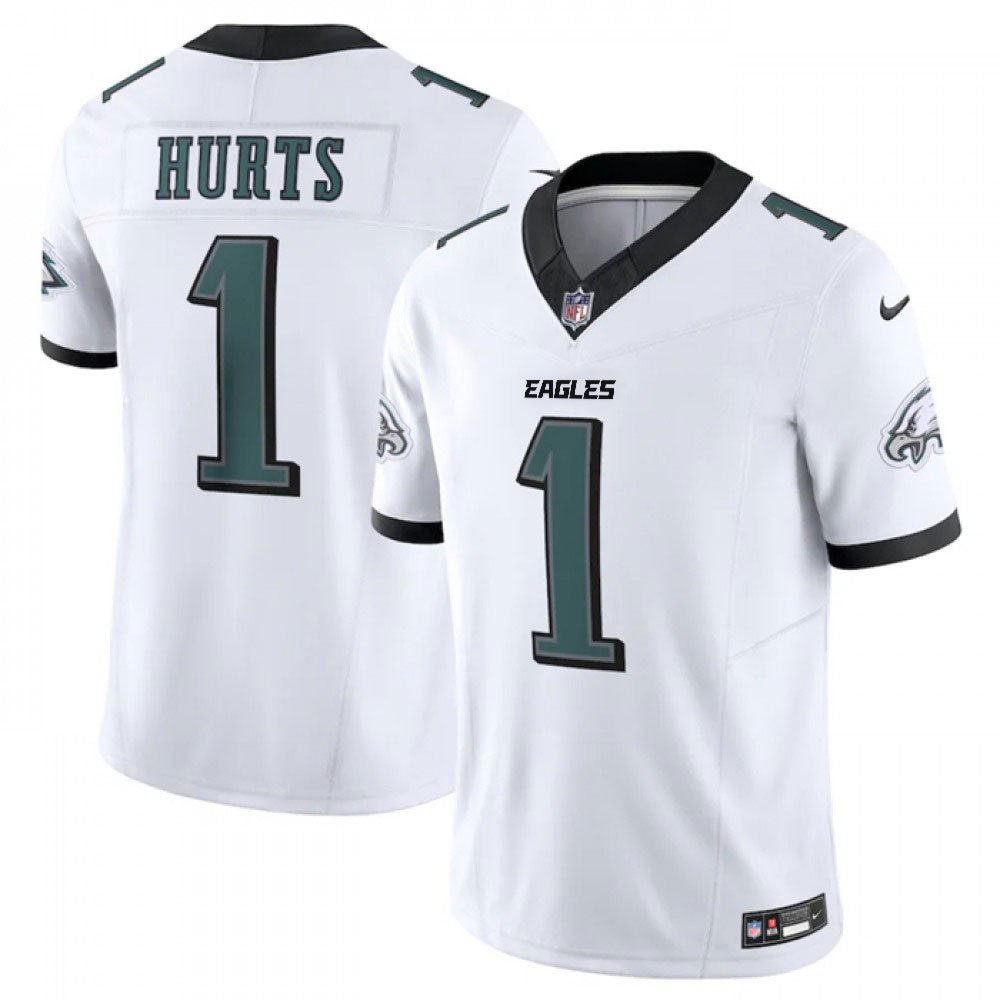 Men's Philadelphia Eagles #1 Jalen Hurts White 2023 F.U.S.E. Vapor Untouchable Limited Stitched Football Jersey 