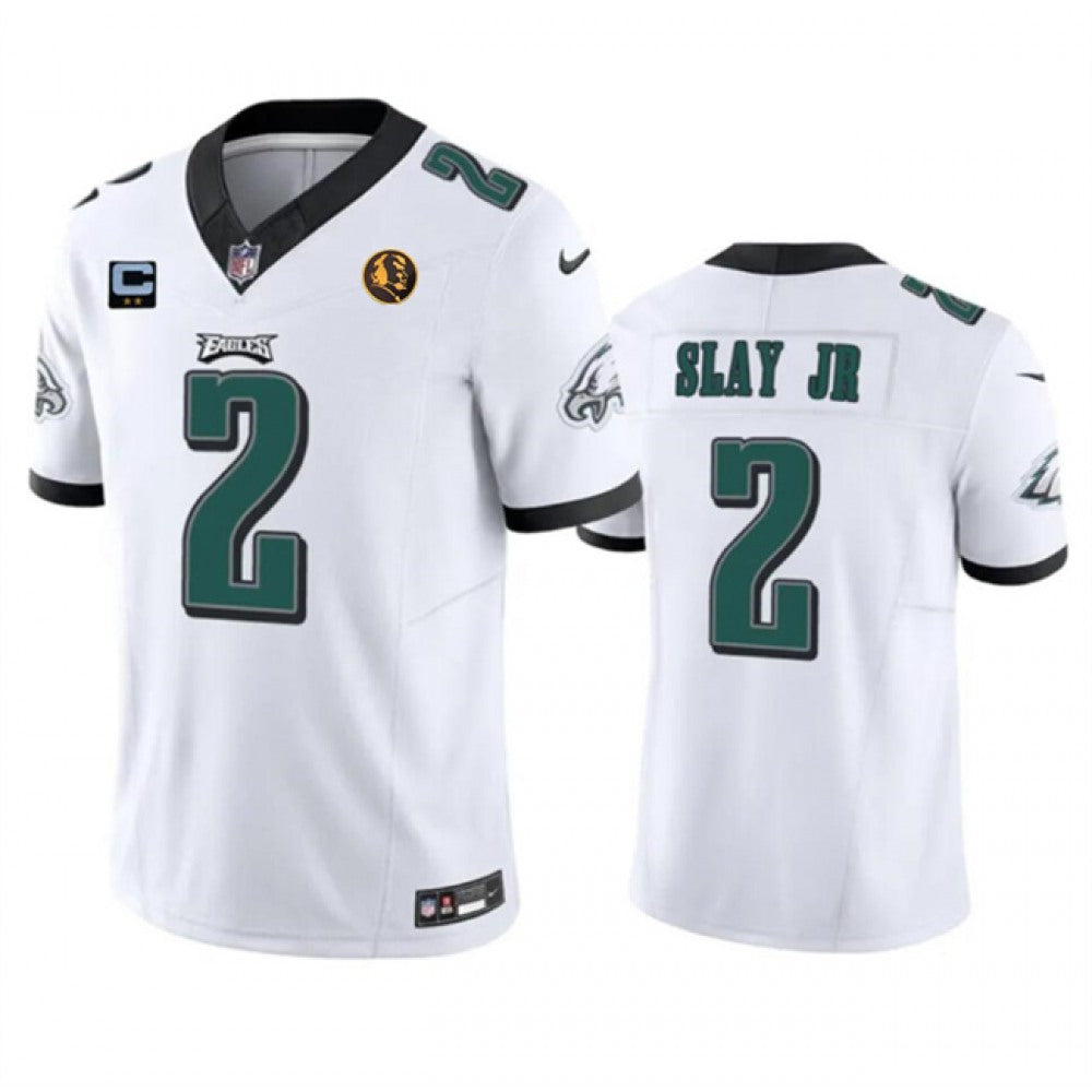 Men's Philadelphia Eagles #2 Darius Slay JR White 2023 F.U.S.E. With 2-star C Patch And John Madden Patch Vapor Limited Stitched Football Jersey 