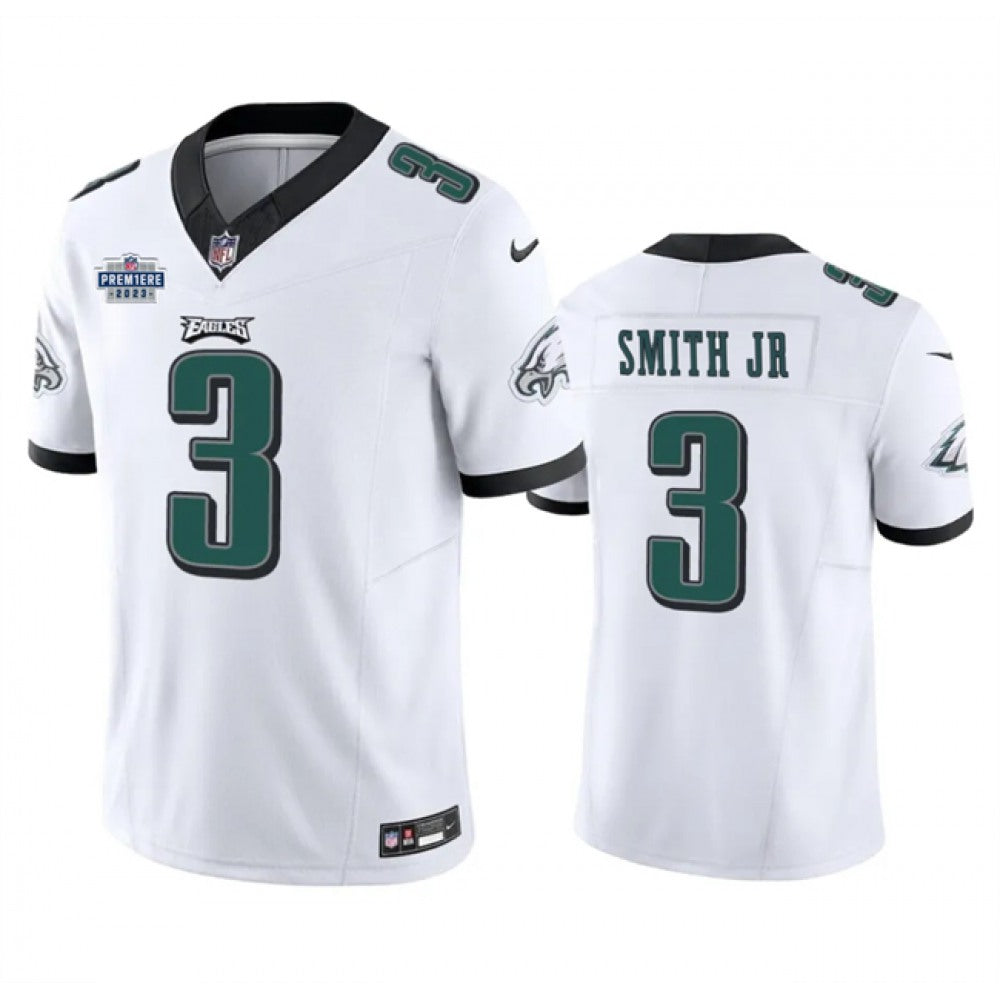 Men's Philadelphia Eagles #3 Nolan Smith JR White 2023 F.U.S.E. With Prem1ere Patch Vapor Untouchable Limited Stitched Football Jersey 