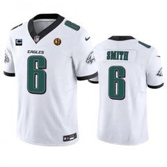 Men's Philadelphia Eagles #6 DeVonta Smith White 2023 F.U.S.E. With 1-star C Patch And John Madden Patch Vapor Limited Stitched Football Jersey 