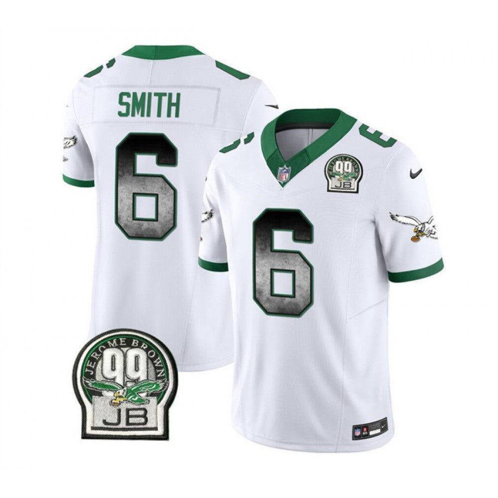 Men's Philadelphia Eagles #6 DeVonta Smith White 2023 F.U.S.E. Throwback Vapor Untouchable Limited Stitched Football Jersey 