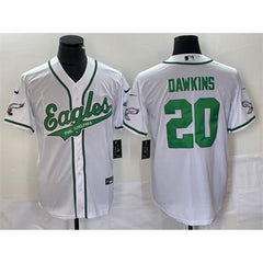 Men's Philadelphia Eagles #20 Brian Dawkins White Cool Base Stitched Baseball Jersey 