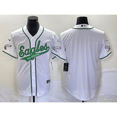 Men's Philadelphia Eagles Blank White Cool Base Stitched Baseball Jersey 