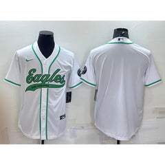 Men's Philadelphia Eagles Blank White With Patch Cool Base Stitched Baseball Jersey 