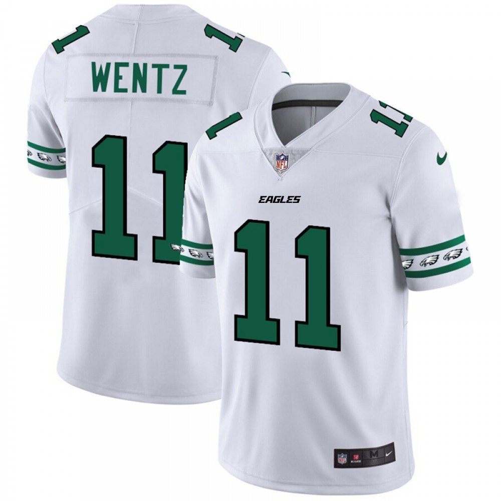 Men's Philadelphia Eagles #11 Carson Wentz White 2019 Team Logo Cool Edition Stitched NFL Jersey 