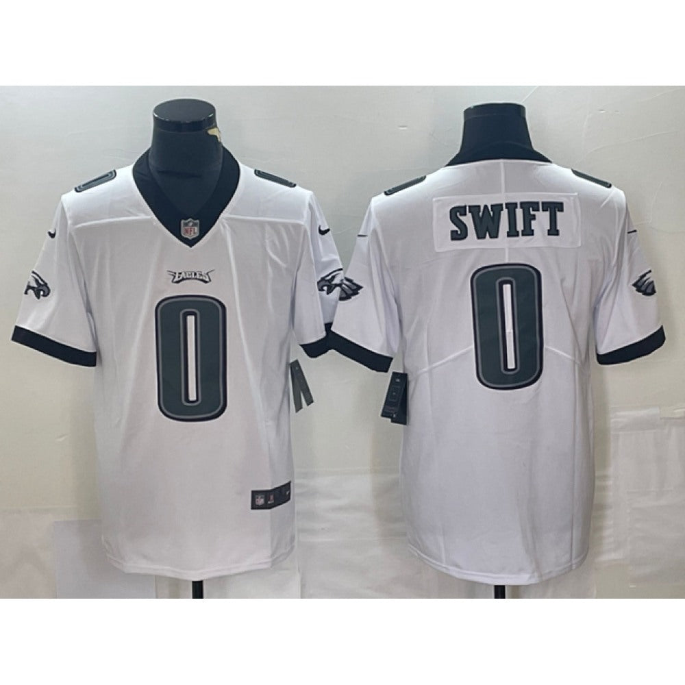 Men's Philadelphia Eagles #0 D'Andre Swift White Vapor Limited Stitched Football Jersey 