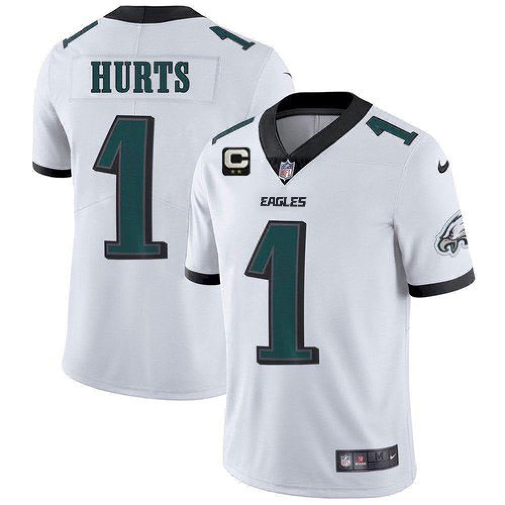 Men's Philadelphia Eagles #1 Jalen Hurts 2022 White With 2-star C Patch Vapor Untouchable Limited Stitched Jersey 