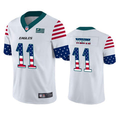 Men's Philadelphia Eagles #11 Carson Wentz White 2019 USA Flag Fashion Limited Stitched NFL Jersey 