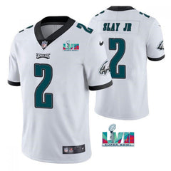 Men's Philadelphia Eagles #2 Darius Slay JR White Super Bowl LVII Patch Vapor Untouchable Limited Stitched Jersey 