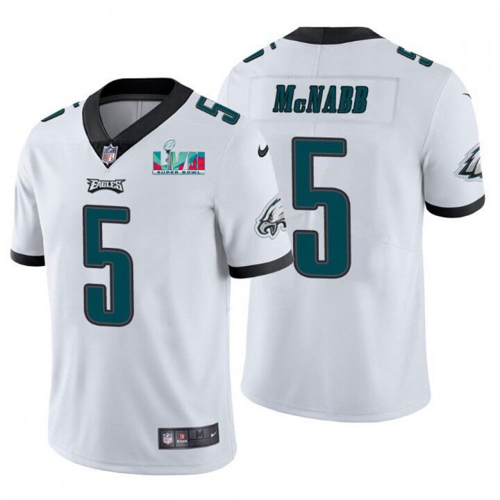 Men's Philadelphia Eagles #5 Donovan McNabb White Super Bowl LVII Patch Vapor Untouchable Limited Stitched Jersey 