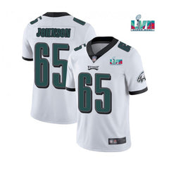 Men's Philadelphia Eagles #65 Lane Johnson White Super Bowl LVII Patch Vapor Untouchable Limited Stitched Jersey 