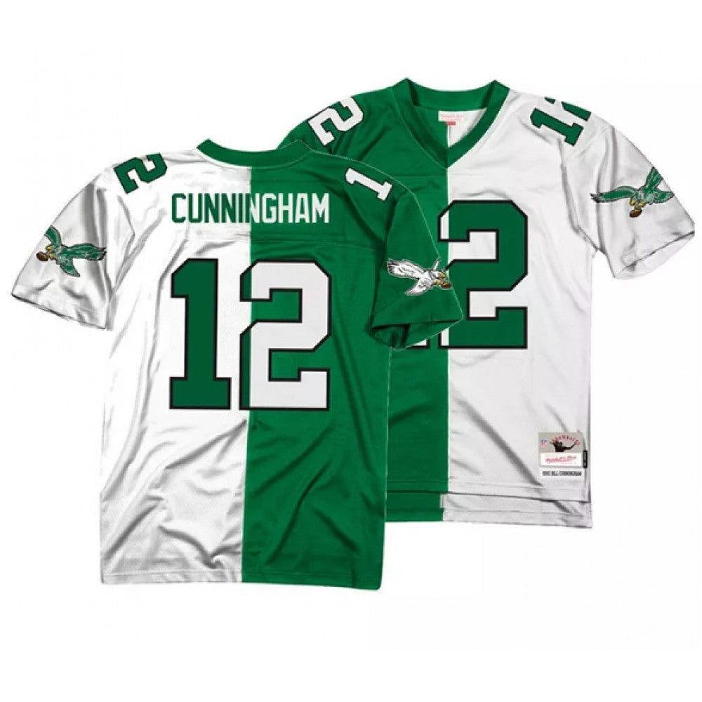 Men's Philadelphia Eagles #12 Randall Cunningham Home & Away Split Legacy Stitched Jersey 