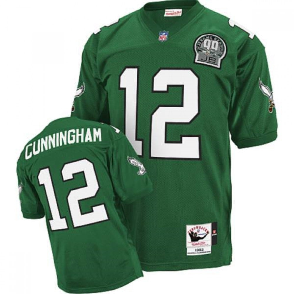 Mitchell&Ness Eagles #12 Randall Cunningham Green Stitched Throwback NFL Jersey 