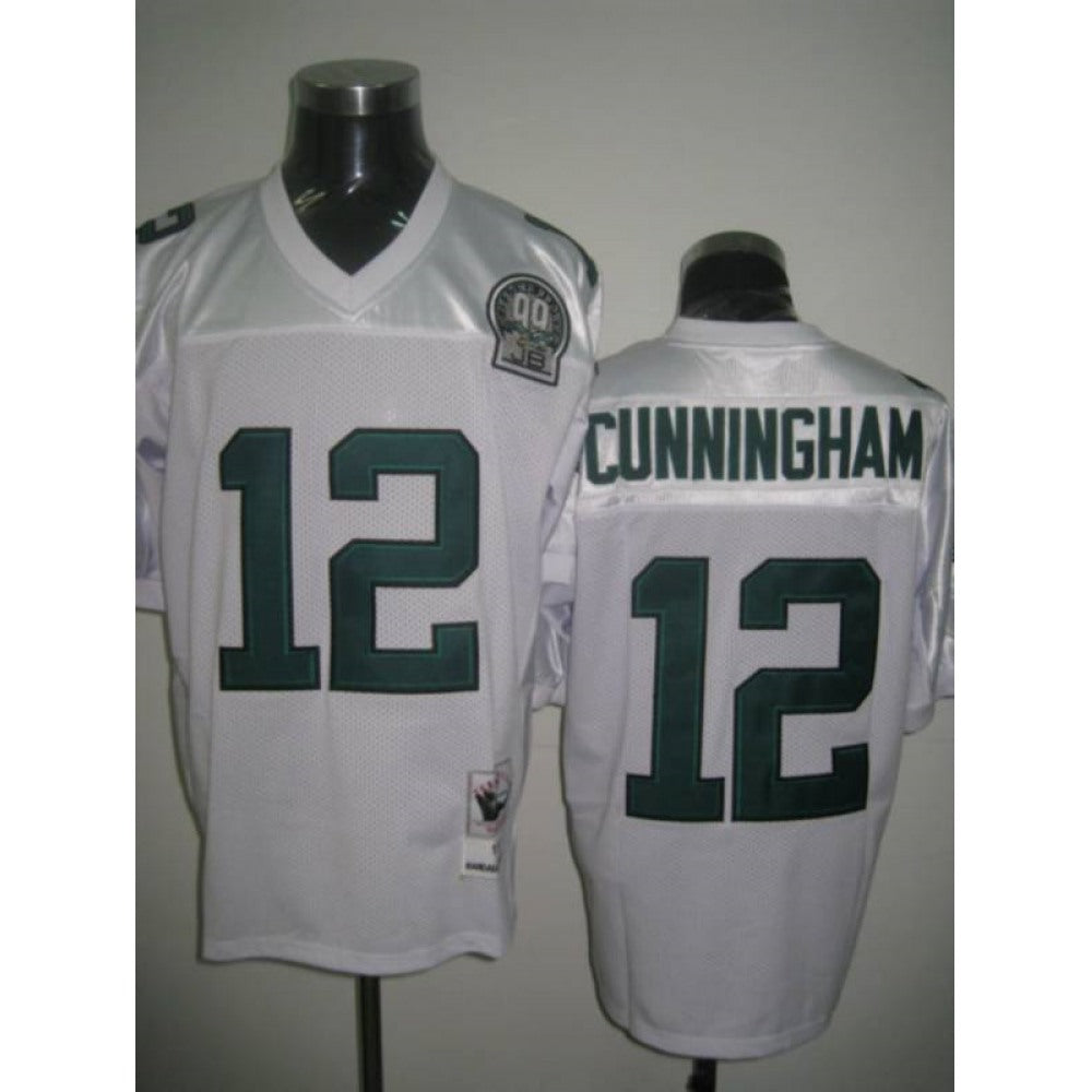 Mitchell&Ness Eagles #12 Randall Cunningham White Stitched Throwback NFL Jersey 