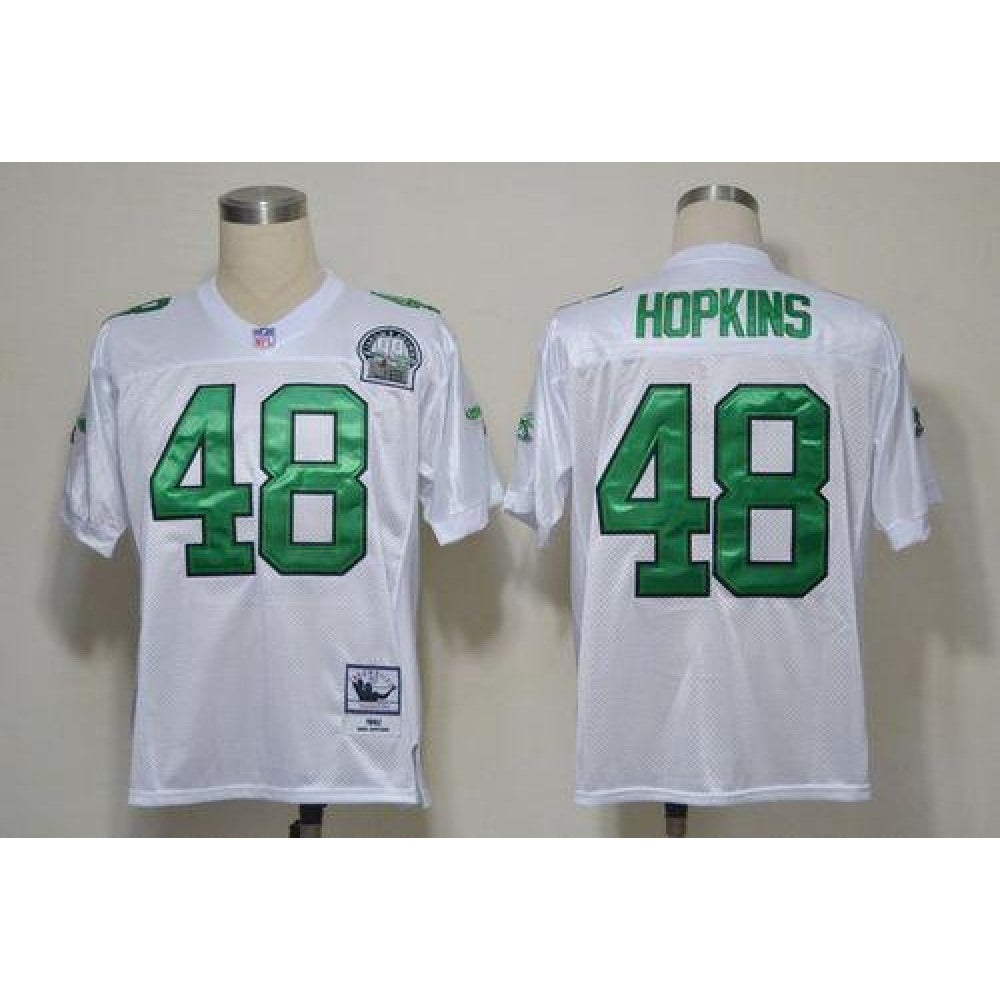 Mitchell And Ness Eagles #48 Wes Hopkins White Stitched Throwback NFL Jersey 