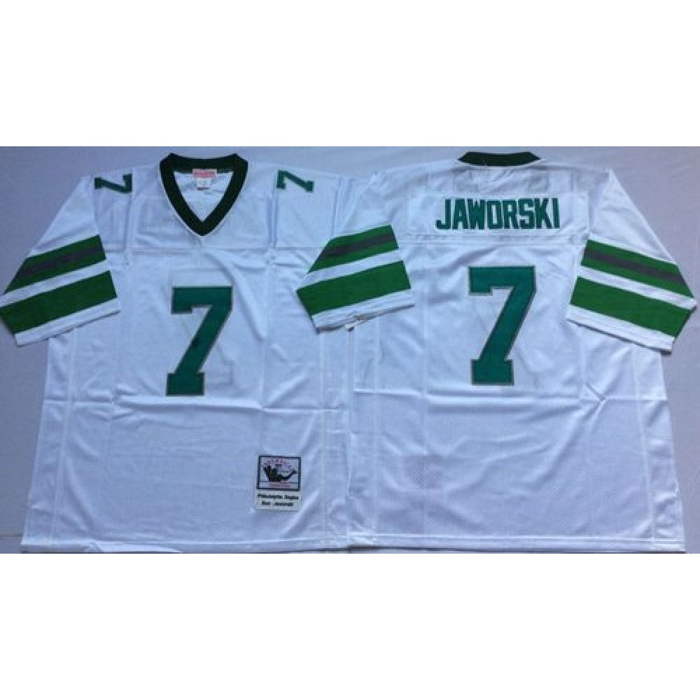 Mitchell And Ness Eagles #7 Ron Jaworski White Throwback Stitched NFL Jersey 