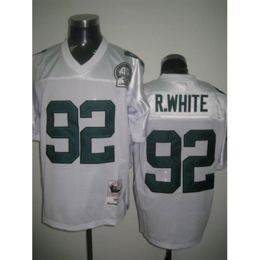 Mitchell&Ness Eagles #92 Reggie White White Stitched Throwback NFL Jersey 