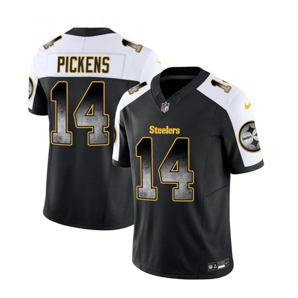 Men's Pittsburgh Steelers #14 George Pickens Black/White 2023 F.U.S.E. Smoke Vapor Untouchable Limited Stitched Jersey 