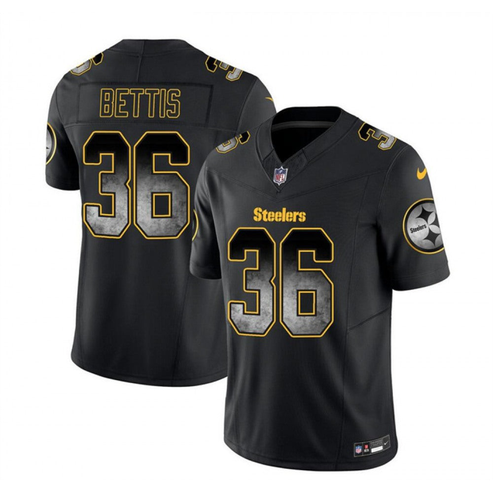 Men's Pittsburgh Steelers #36 Jerome Bettis Black 2023 F.U.S.E. Smoke Vapor Untouchable Limited Stitched Jersey 