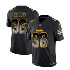 Men's Pittsburgh Steelers #36 Jerome Bettis Black 2023 F.U.S.E. Smoke Vapor Untouchable Limited Stitched Jersey 