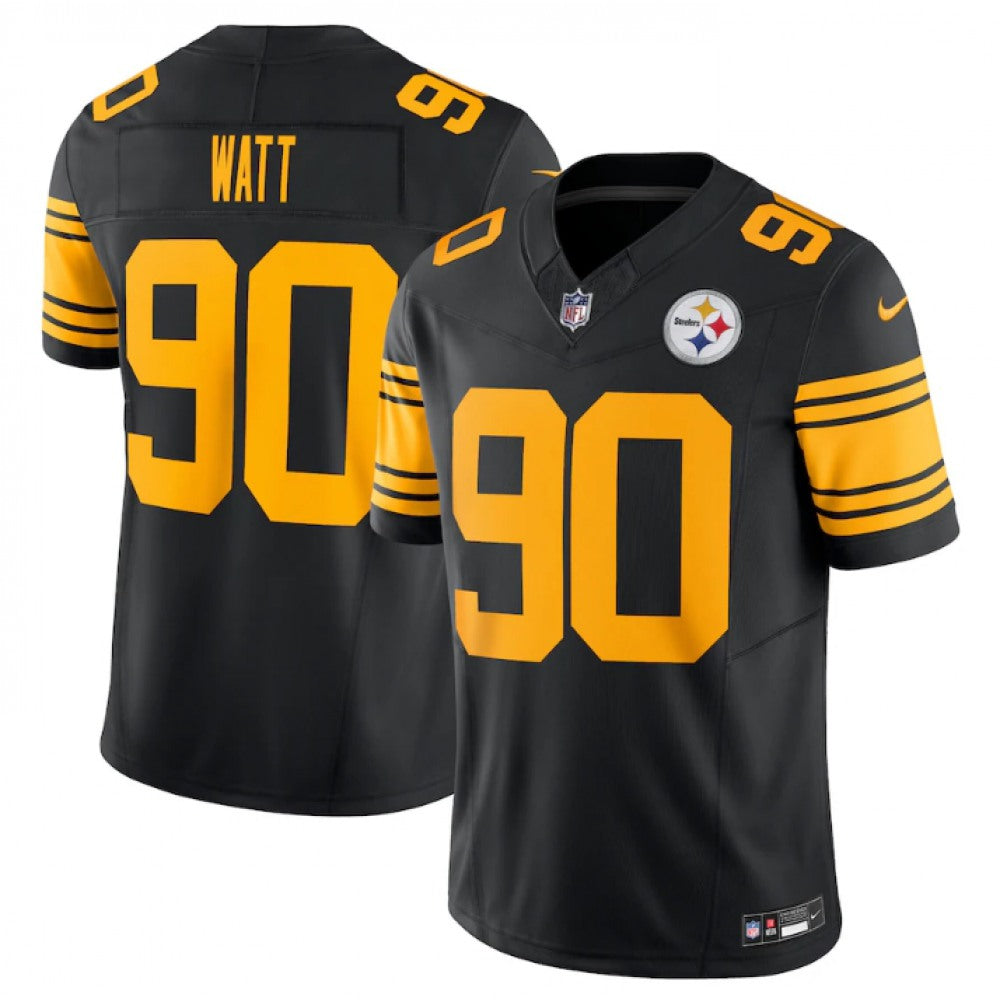 Men's Pittsburgh Steelers #90 T.J. Watt Black 2023 F.U.S.E. Vapor Color Rush Limited Jersey 