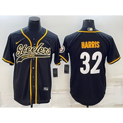 Men's Pittsburgh Steelers #32 Franco Harris Black With Patch Cool Base Stitched Baseball Jersey 