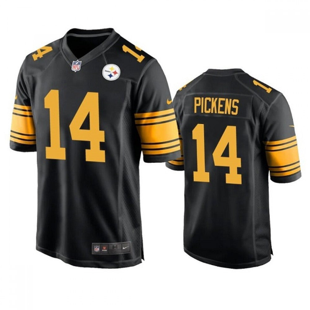 Men's Pittsburgh Steelers #14 George Pickens Black Color Rush Stitched Jersey 