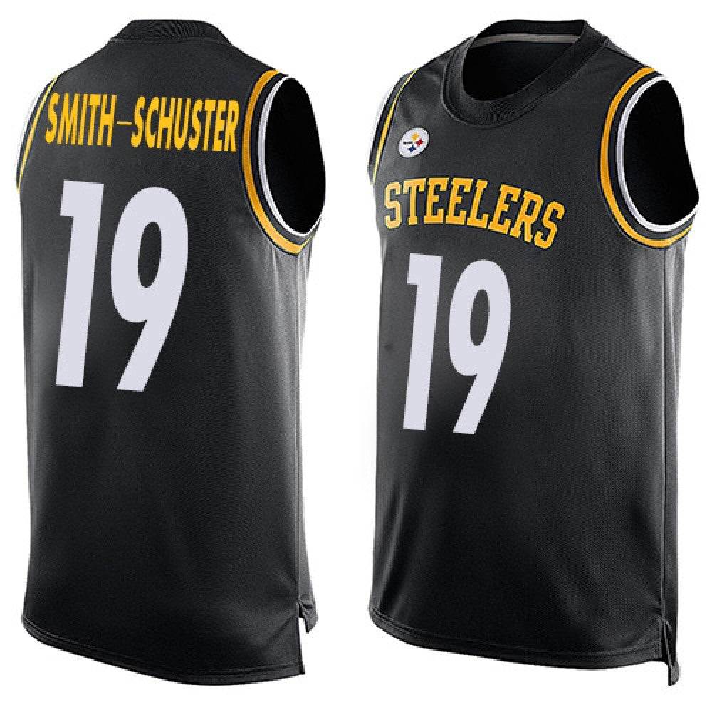 Men's Pittsburgh Steelers #19 JuJu Smith-Schuster Black Tank Top Stitched NFL Jersey 