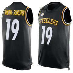 Men's Pittsburgh Steelers #19 JuJu Smith-Schuster Black Tank Top Stitched NFL Jersey 