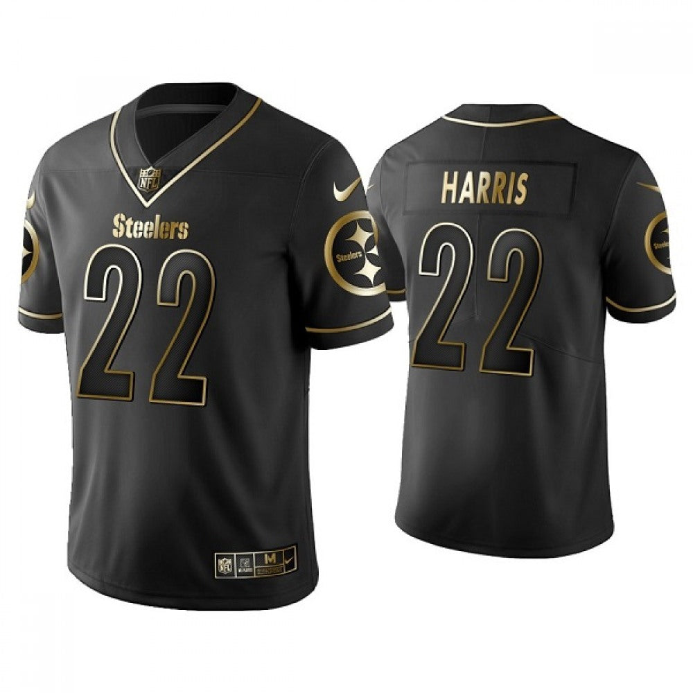 Men's Pittsburgh Steelers #22 Najee Harris Black Golden Edition NFL Jersey 