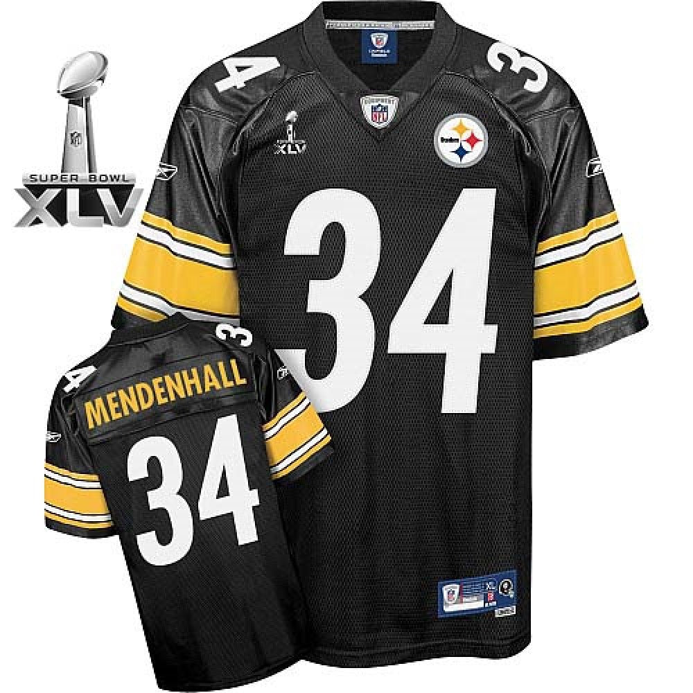 Steelers #34 Rashard Mendenhall Black Super Bowl XLV Stitched Youth NFL Jersey 