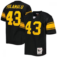Men's Pittsburgh Steelers #43 Troy Polamalu Black 2008 Mitchell & Ness Stitched Jersey 