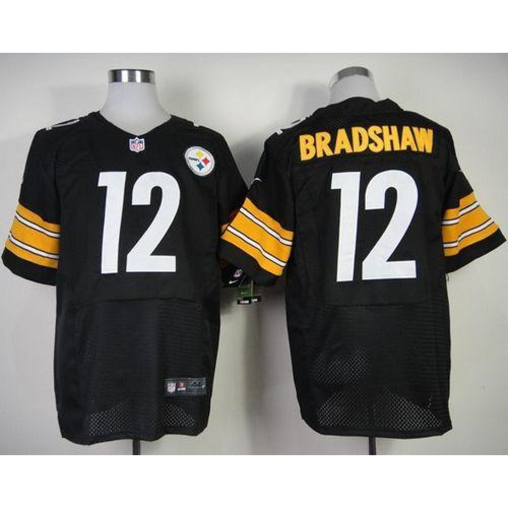 Steelers #12 Terry Bradshaw Black Team Color Men's Stitched NFL Elite Jersey 