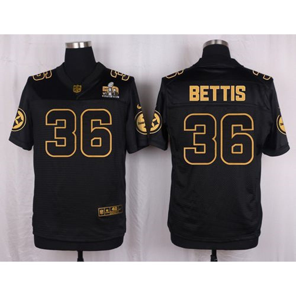 Steelers #36 Jerome Bettis Black Men's Stitched NFL Elite Pro Line Gold Collection Jersey 