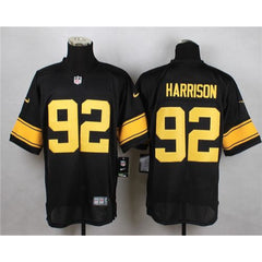 Steelers #92 James Harrison Black(Gold No.) Men's Stitched NFL Elite Jersey 