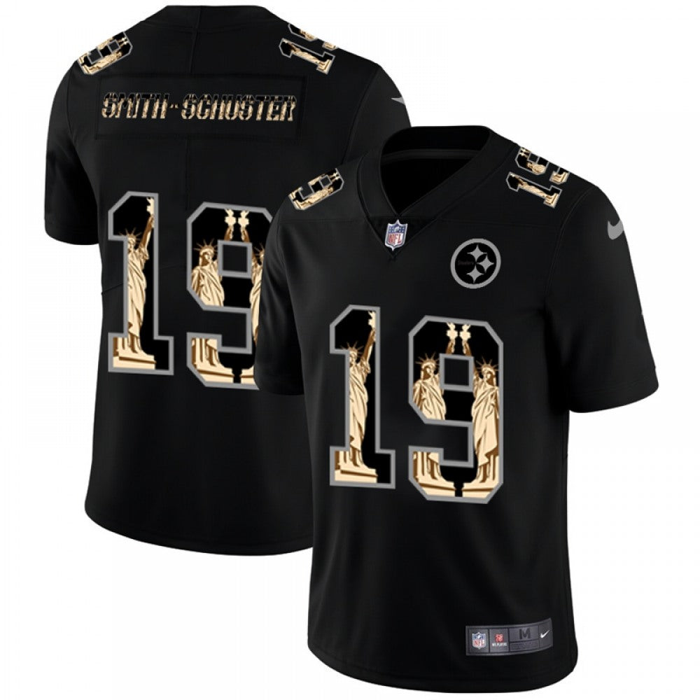Men's Pittsburgh Steelers #19 JuJu Smith-Schuster 2019 Black Statue of Liberty Limited Stitched NFL Jersey 