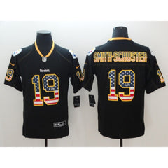 Men's Pittsburgh Steelers #19 JuJu Smith-Schuster 2018 Black USA Flag Color Rush Limited Fashion NFL Stitched Jersey 
