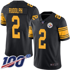 Men's Pittsburgh Steelers #2 Mason Rudolph 2019 Black 100th Season Color Rush Limited Stitched NFL Jersey 
