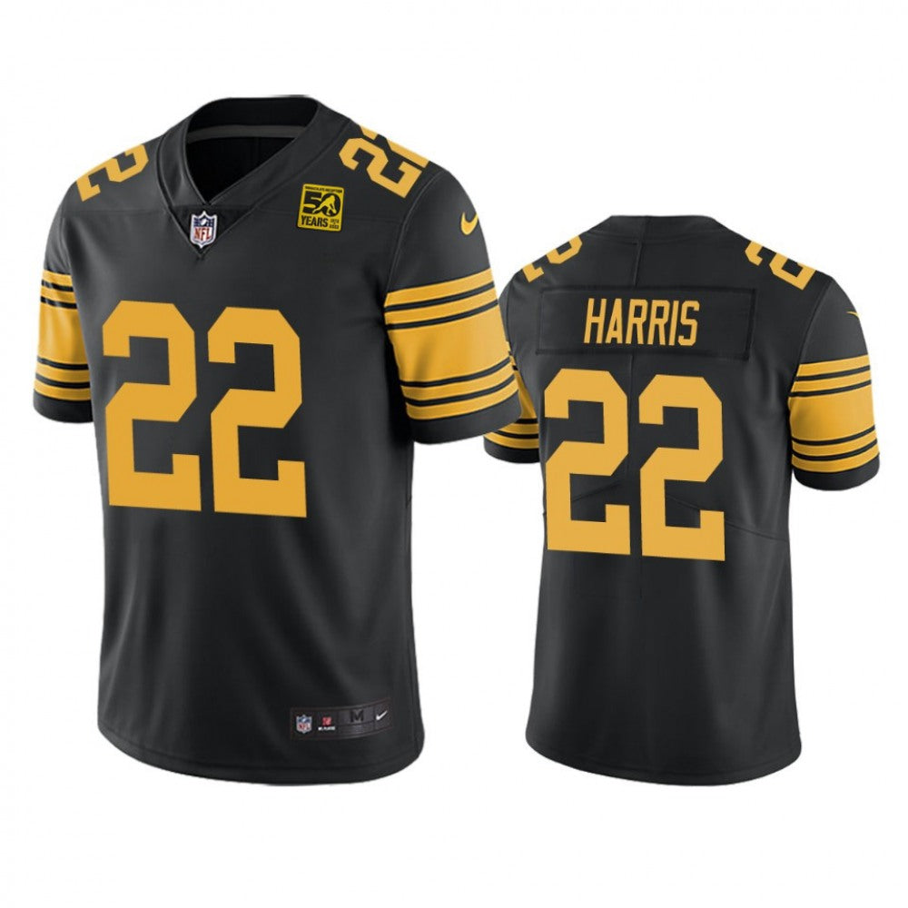Men's Pittsburgh Steelers #22 Najee Harris Black 2023 50th Anniversary Color Rush Limited Jersey 