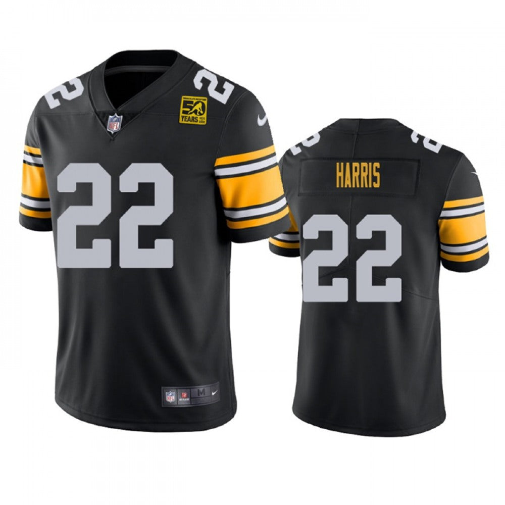 Men's Pittsburgh Steelers #22 Najee Harris Black 2023 50th Anniversary Vapor Untouchable Limited Jersey 