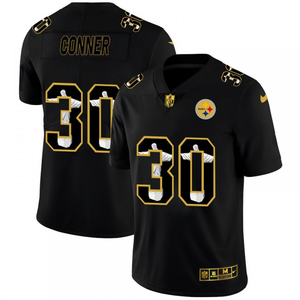 Men's Pittsburgh Steelers #30 James Conner Black Jesus Faith Edition Limited Stitched Jersey 