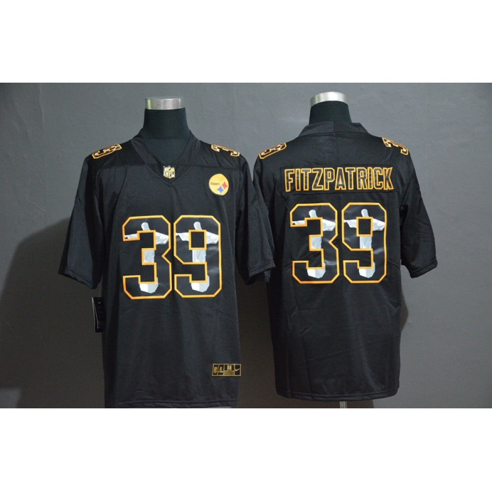 Men's Pittsburgh Steelers #39 Minkah Fitzpatrick Black Jesus Faith Edition Stitched Limited Jersey 