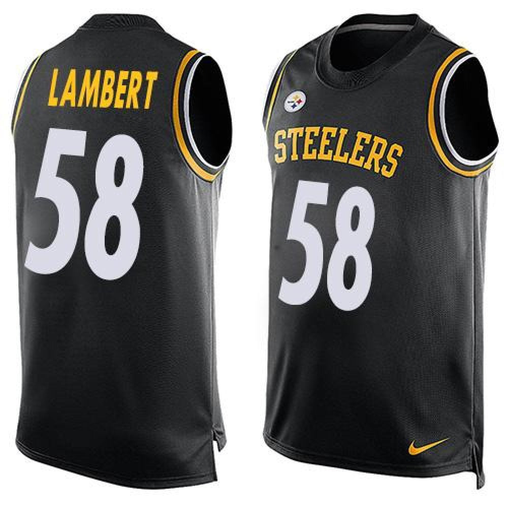 Steelers #58 Jack Lambert Black Team Color Men's Stitched NFL Limited Tank Top Jersey 