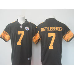 Men's Steelers #7 Ben Roethlisberger Black Limited Rush Stitched NFL Jersey 