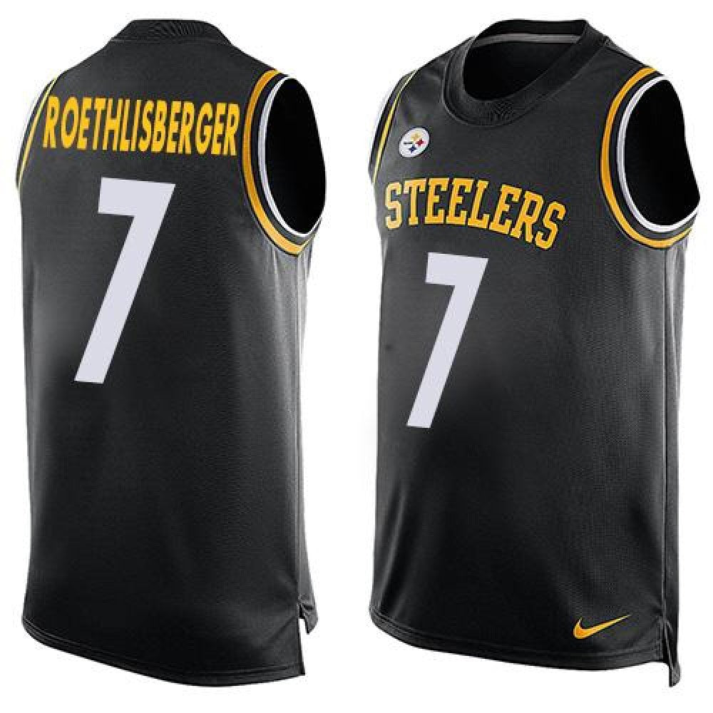 Steelers #7 Ben Roethlisberger Black Team Color Men's Stitched NFL Limited Tank Top Jersey 