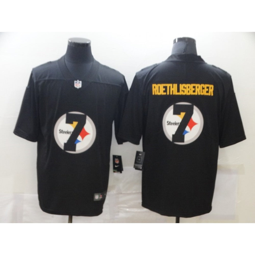 Men's Pittsburgh Steelers #7 Ben Roethlisberger Black Shadow Logo Limited Stitched Jersey 