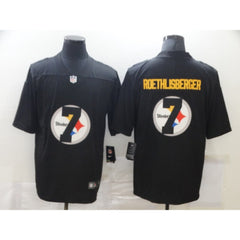 Men's Pittsburgh Steelers #7 Ben Roethlisberger Black Shadow Logo Limited Stitched Jersey 