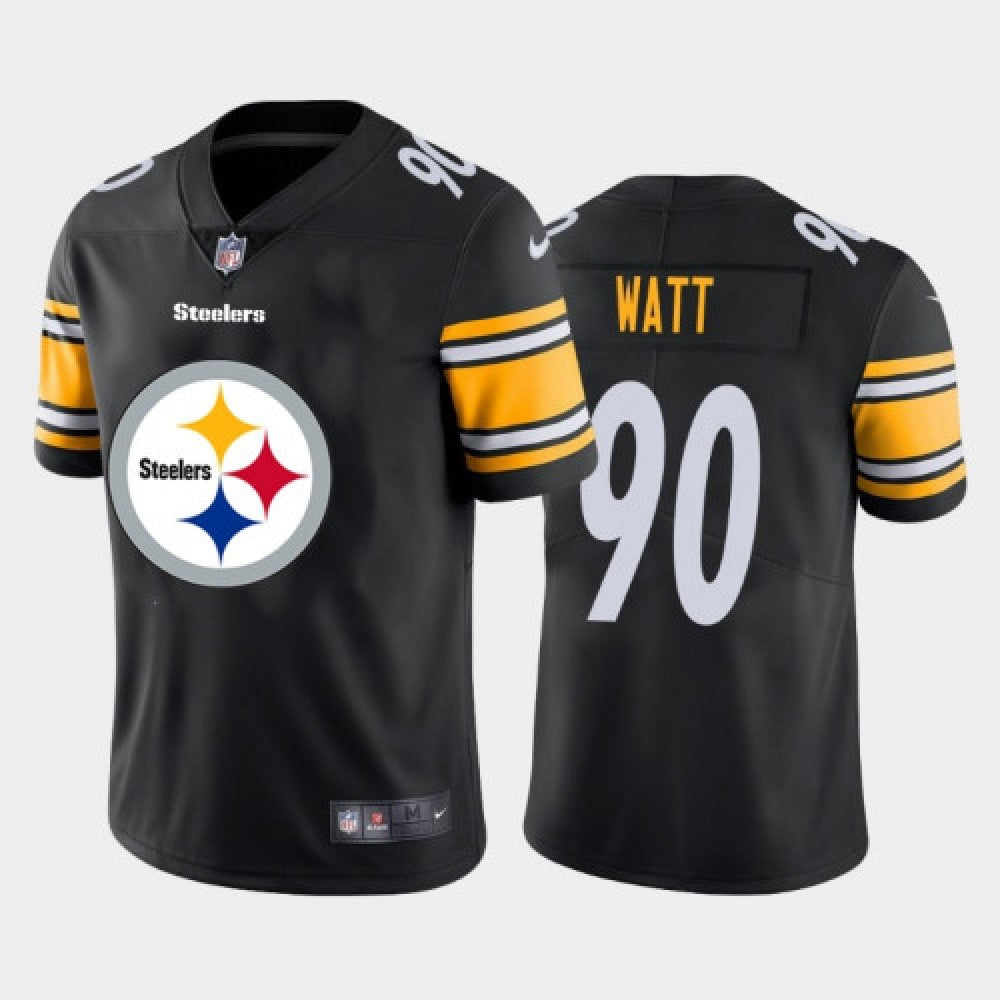 Men's Pittsburgh Steelers #90 T. J. Watt Black 2020 Team Big Logo Limited Stitched Jersey 