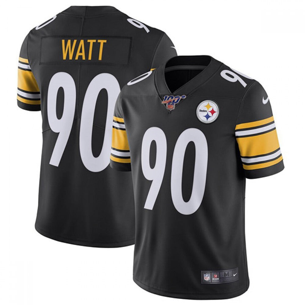 Men's Pittsburgh Steelers #90 T. J. Watt Black 2019 100th Season Vapor Untouchable Limited Stitched NFL Jersey 