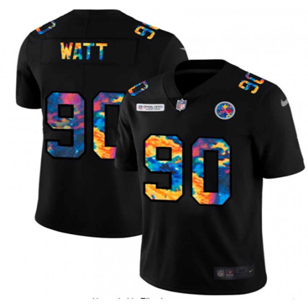 Men's Pittsburgh Steelers #90 T. J. Watt 2020 Black Crucial Catch Limited Stitched Jersey 